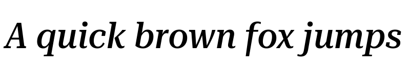 Preview of Roboto Serif 72pt SemiCondensed Medium Italic font